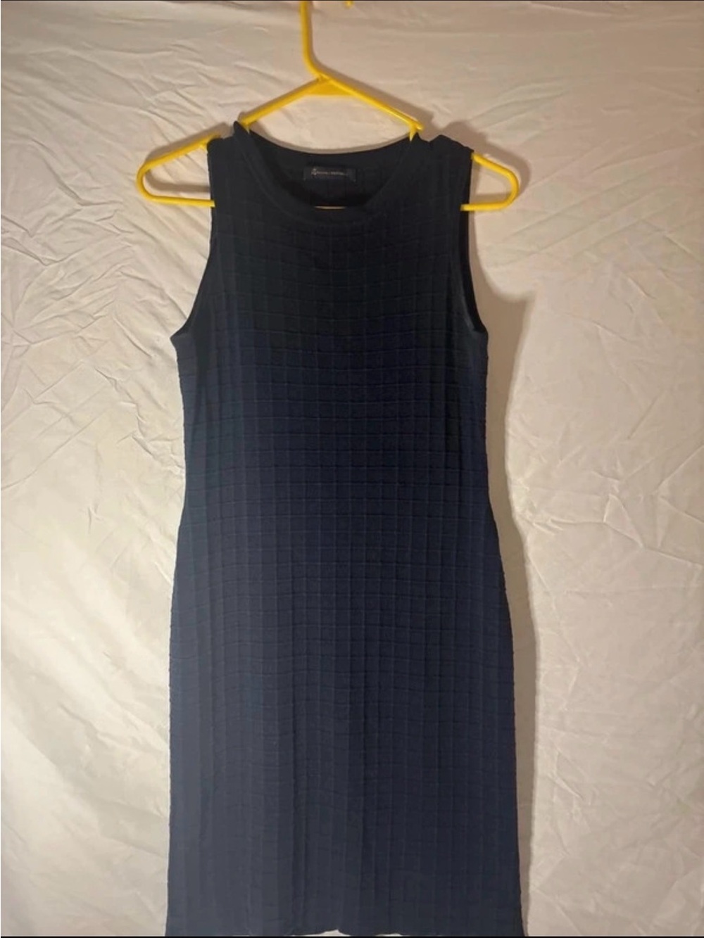 Brooks Brothers Navy Sleeveless Textured Midi Dress